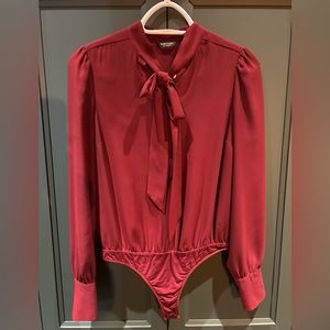 Burgundy bodysuit blouse